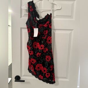 Assymetrical dress in Garden Rose